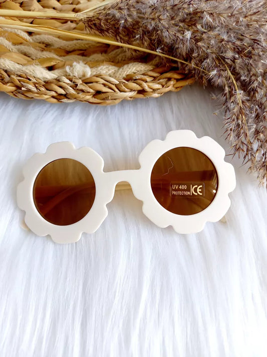 Lunette de soleil, blanche forme pétales