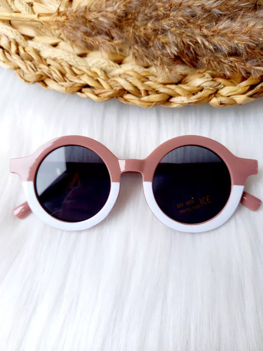 Lunette de soleil rétro blanc et marron