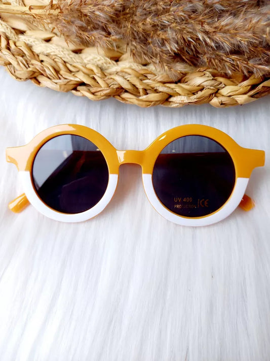 Lunette de soleil rétro jaune et blanc