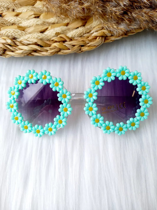 Lunettes de soleil a fleur, menthe