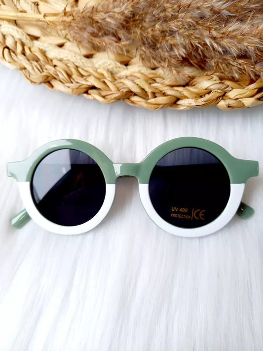 Lunette de soleil rétro vert et blanc
